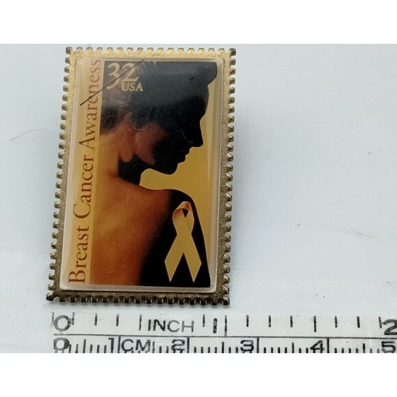 Breast Cancer Awareness 32 USA Stamp Pin Brooch - Picture 2 of 4